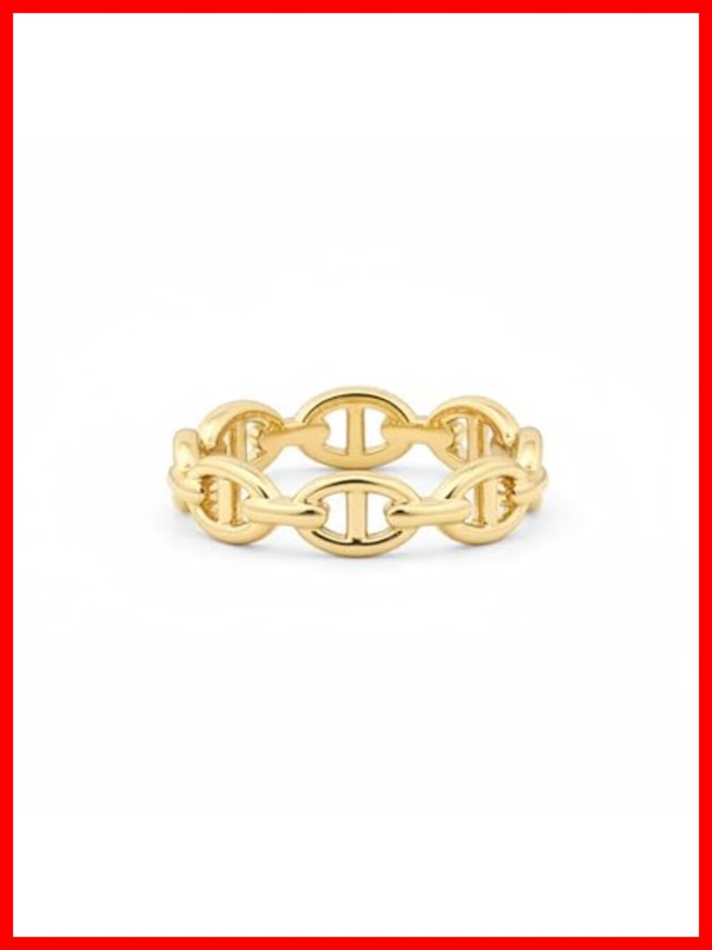 PAVOI Waterproof Link Band 14K Gold Plated Link Chain Ring for Women